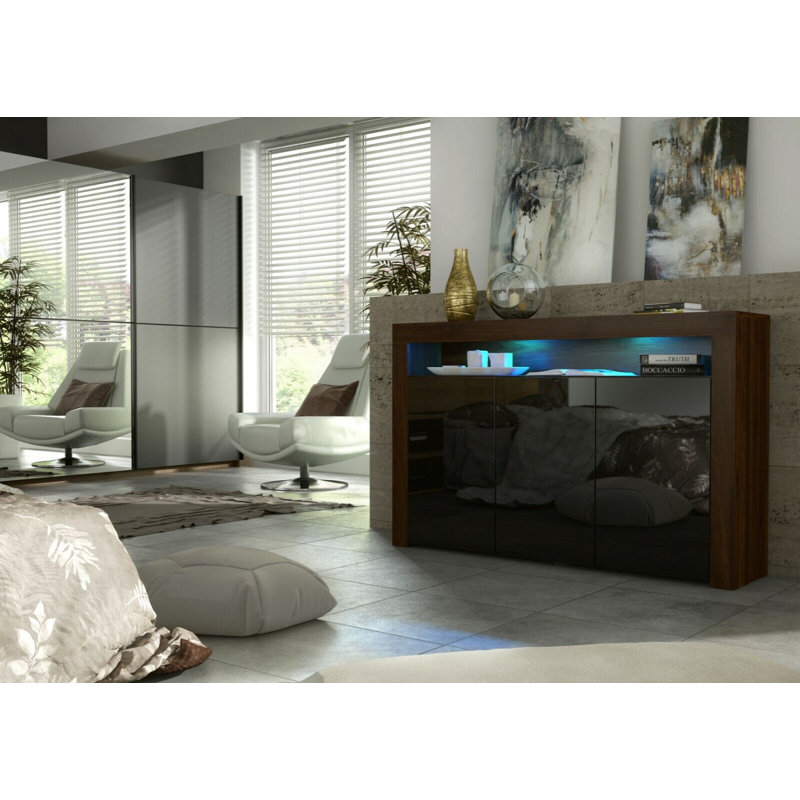 Argyro 393.7cm Sideboard, Walnut Black