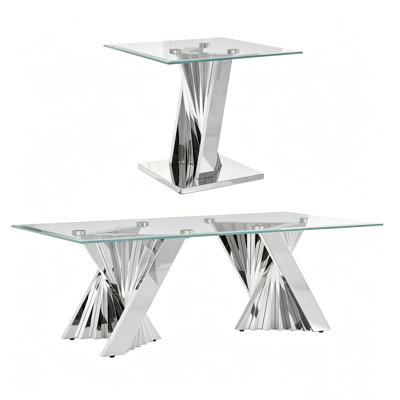 Ensemble de 2 tables basses argentées