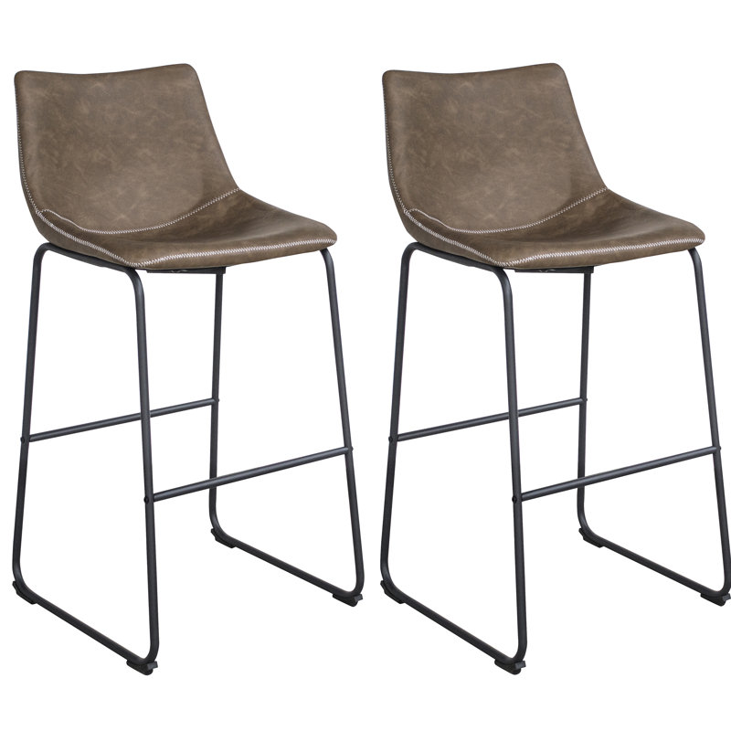 Kirara Upholstered Counter Stool with Metal Frame, Coffee