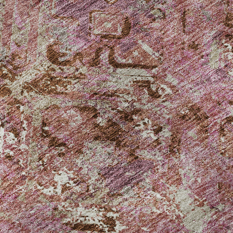 Tapis rose Prisco lavable à la machine de qualité supérieure, Rectangle 5 pi x 7 pi 6 po