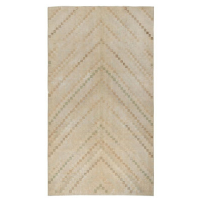 Wool Striped Area Rug in Beige