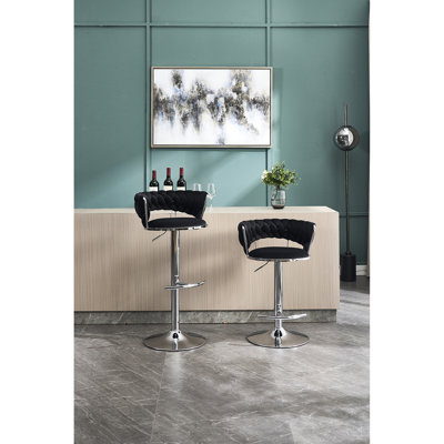 2 tabourets de bar, base en métal avec hauteur pivotante réglable, siège en velours, simple pour tout endroit - base fonctionnelle noire, n'importe où