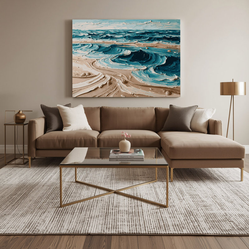 Art mural sur toile bleu nautique et vert sable, H 11 po x l 14 po