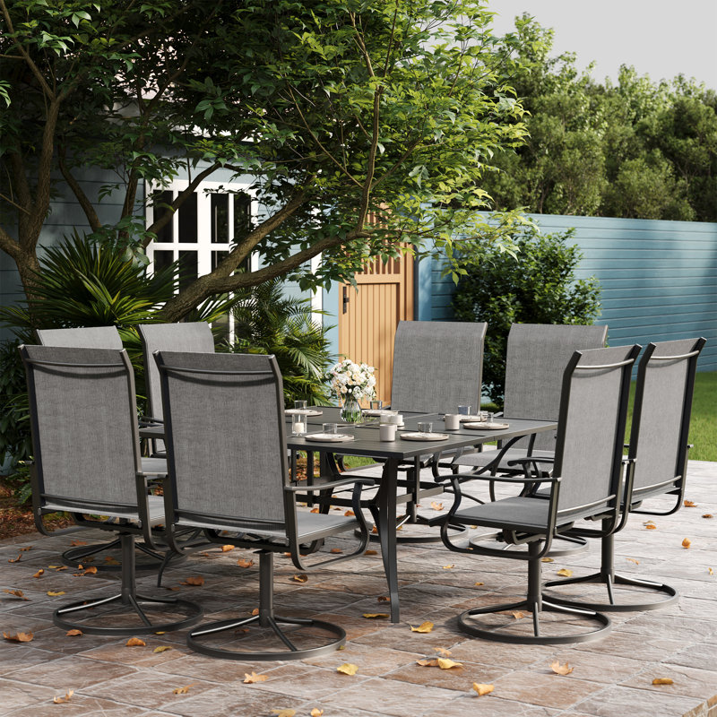 8-Person Patio Dining Sets, Light Gray