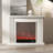 Beige Solid Wood Electric Fireplace