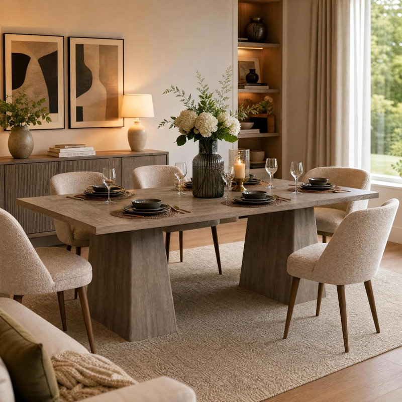 Table de salle à manger rectangulaire 71 "pour 6 à 8 personnes - table de cuisine moderne en bois avec pieds robustes et robustes, mobilier de salle à manger résistant aux égratignures, table grise Only)