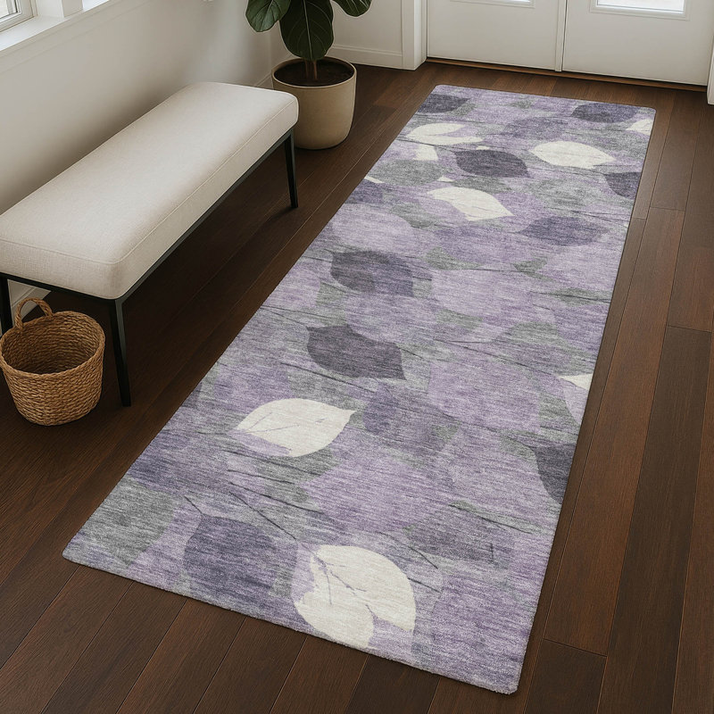Machine Washable Indoor/Outdoor Chantille ACN2444 Floral Rug, 2'3" x 7'6" Runner, Purple