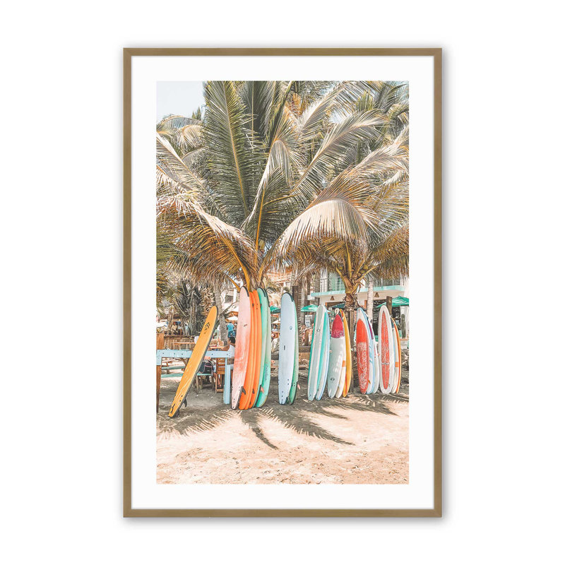 Imprimé Surf's Paradise, Cadre doré brossé, H 25,25 po x l 19,25 po x P 1,25 po