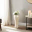 Grand vase en verre Silhouette avec rebord en métal pour décoration de table - Vase de fleurs moderne pour console ou salon - Ivoire et or-1405283034