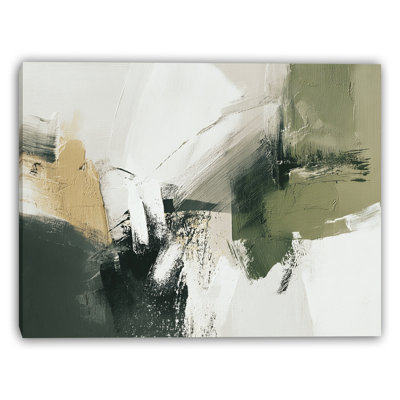 Olive Gesture Wrapped Canvas Wall Art