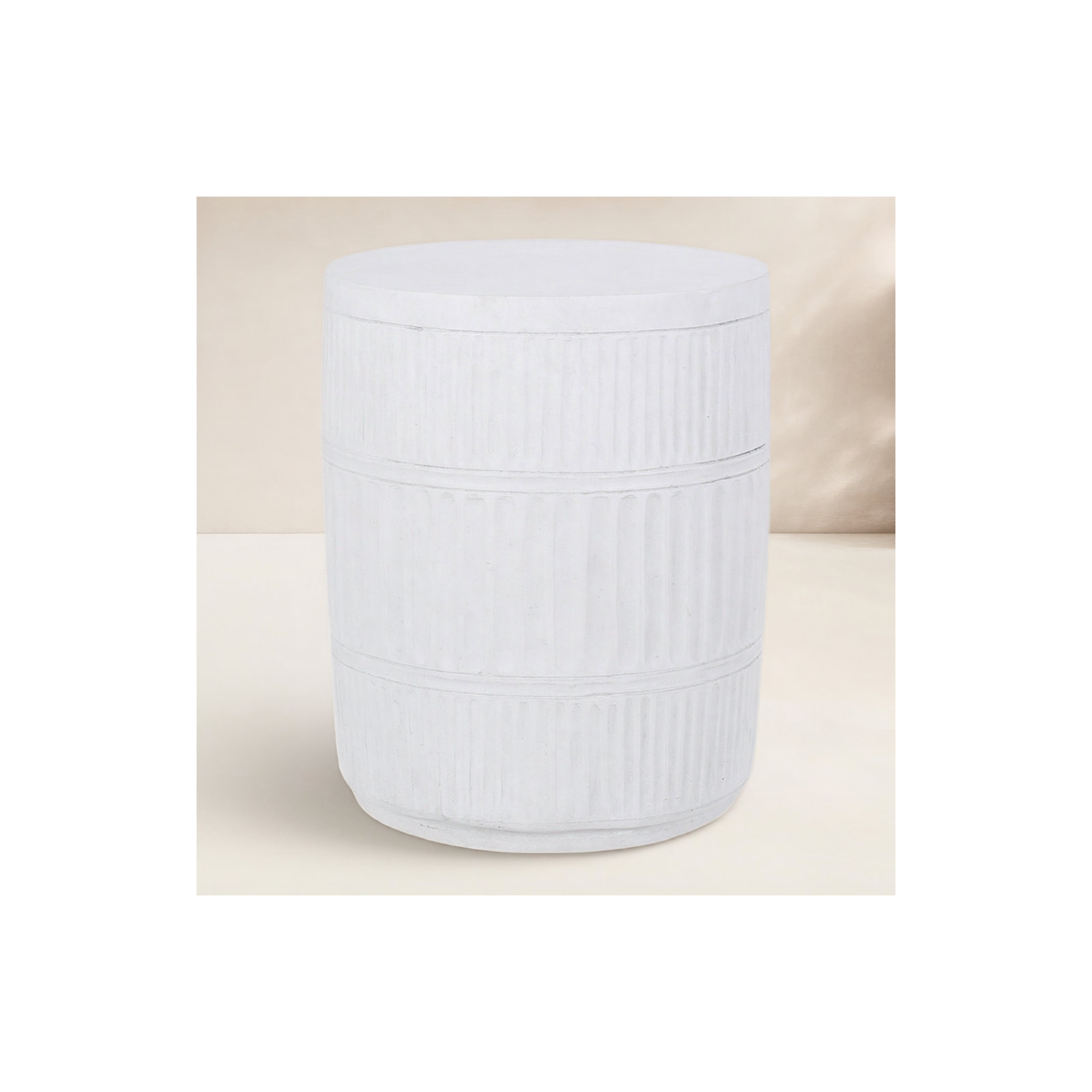 Isolde 15'' Stone Outdoor Side Table, White