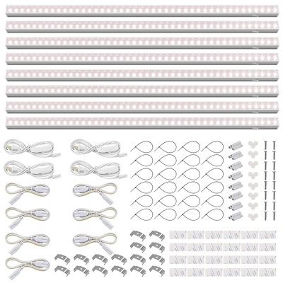 Éclairage de culture Barrina T5, plein spectre, 4 pi 160 W (8 x 20 W, 1 000 W équivalent), ampoules de croissance DEL, lumières pour plantes d'intérieur, serre, prêt à l'emploi, blanc rosé, paquet de 8