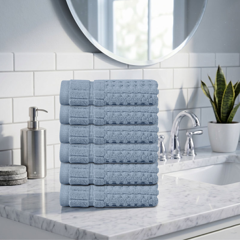 Ensemble de serviettes 6 pièces Willow - 100% coton peigné, 630 g / m² de qualité supérieure, bleu, ultra doux et très absorbant (6 serviettes de toilette)