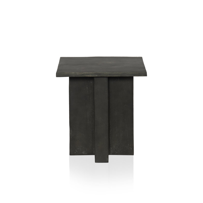 Terrell Outdoor Square Side Table, Dark Gray