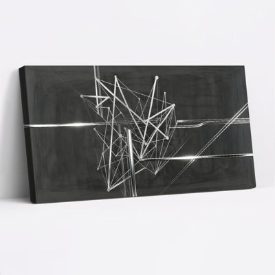 Abstract Geometric Lines And Shapes Canvas Wrapped Wall Art Oil Painting Print Set Of 1