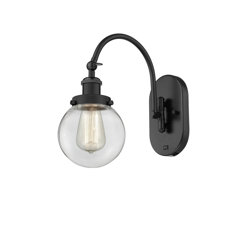 Shauna Swing Arm Sconce, LED, Clear, Matte Black
