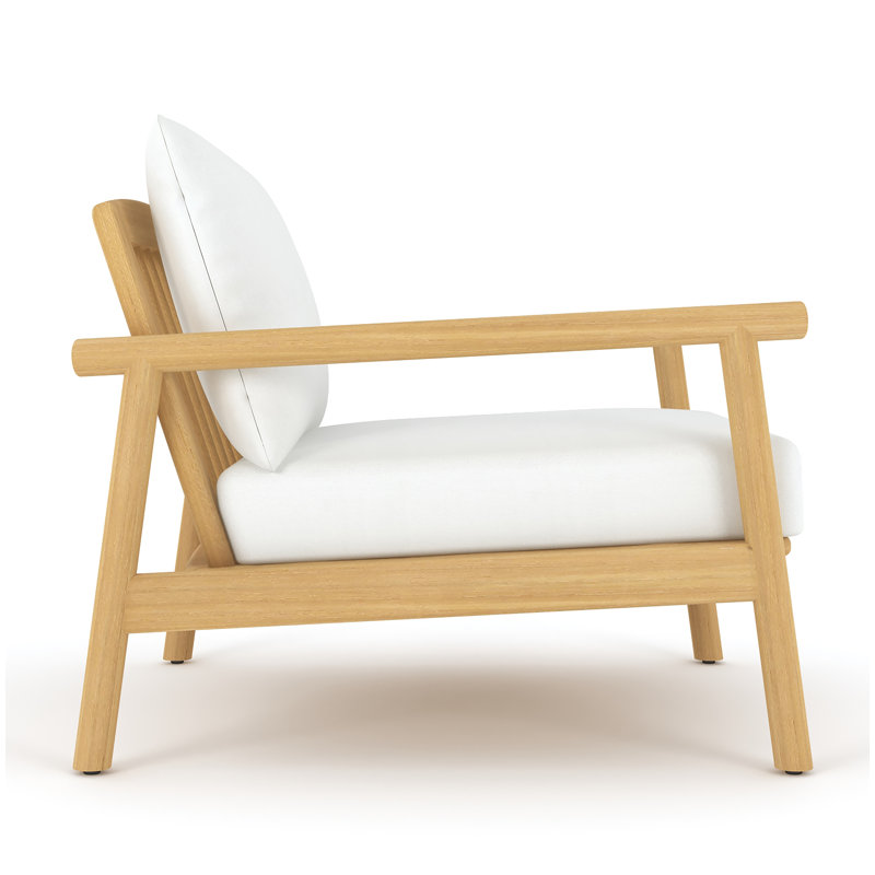 Maia Teak Club Chair, White Cushion, White