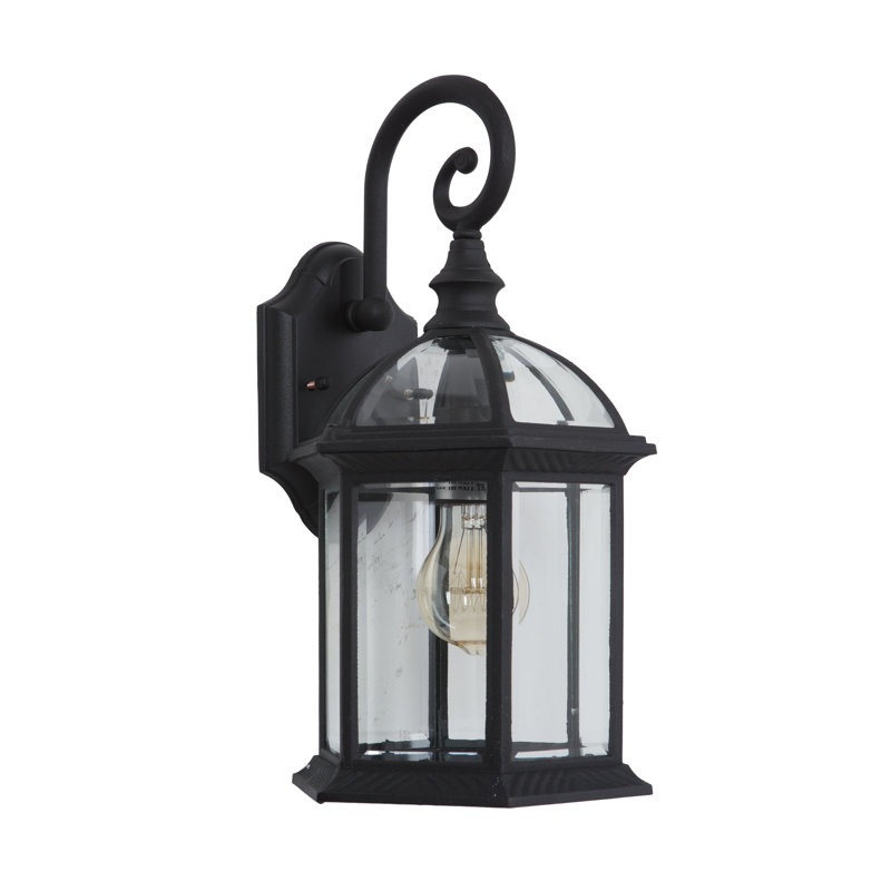 Barnabas Aluminum Wall Light, Black Finish with Clear Beveled Glass