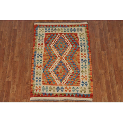South Western Kilim Reversible Wool Rug 3x5