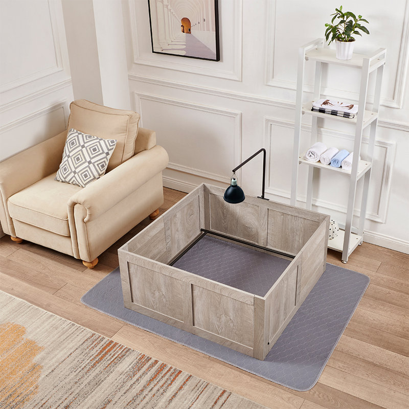 Wood Yard Kennel With Door, Weathered Gray, 17.7" H