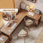 Bureau d'écriture en bois massif en L de couleur châtaignier clair-2095918105-2095918107