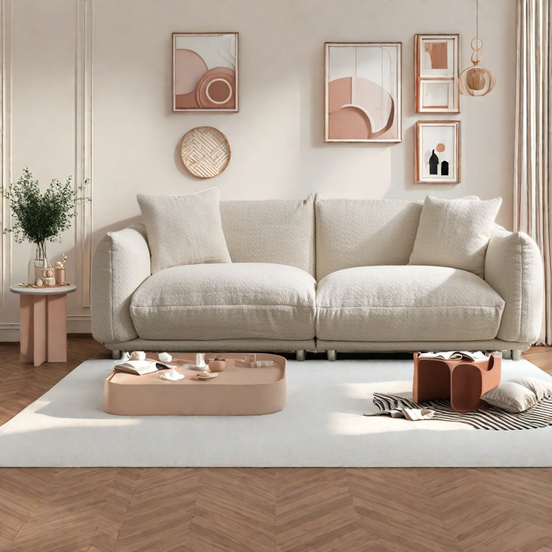 Canapés confortables en velours, design moderne beige pour la vie familiale