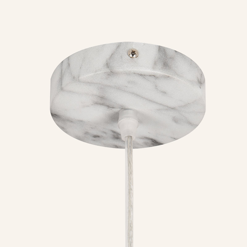 1-Light White Marble Finish Dome Pendant Light