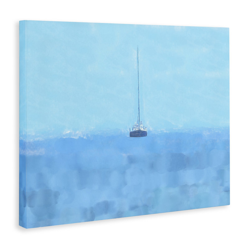 «Lonely Boat Blue Ocean», art mural par Jeff Pica, H 24 po x l 30 po