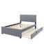 Lit plateforme double en velours avec lit gigogne-914876402