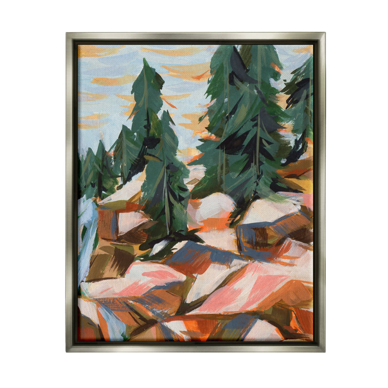 Abstrait géométrique paysage cascade, art mural sur toile flottante par Melissa Wang, H 21 po x l 17 po x P 1,7 po
