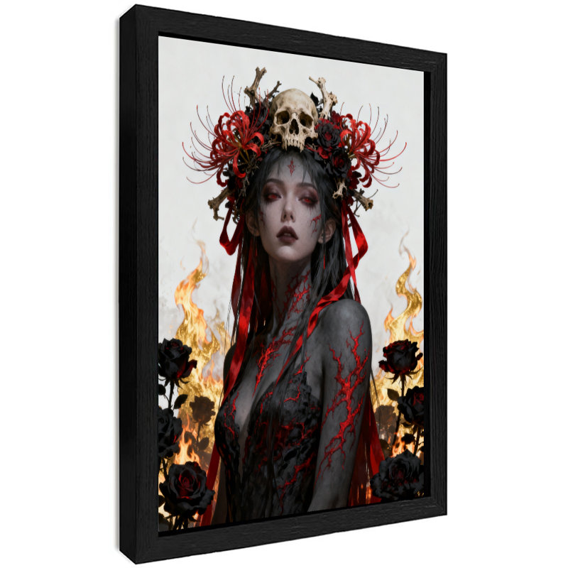 Reproduction d'art encadré noir rétro magnifique fée gothique foncé, H 25 po x l 17 po