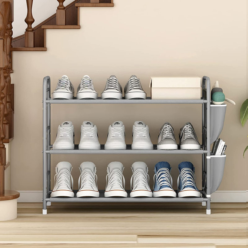 9 Pair Shoe Rack, Gray