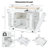 Classic Kitchen Island With Trash Can Holder, Adjustable Shelves, 5 Hidden Wheels, White Design Luxury Bin Accommodation, Power Supply, 3 Drawers, Open Style-1275529882