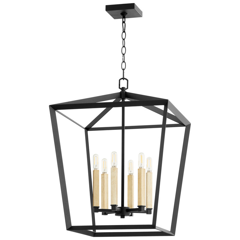 Hyperion 6 - Light Lantern Geometric Chandelier, Black