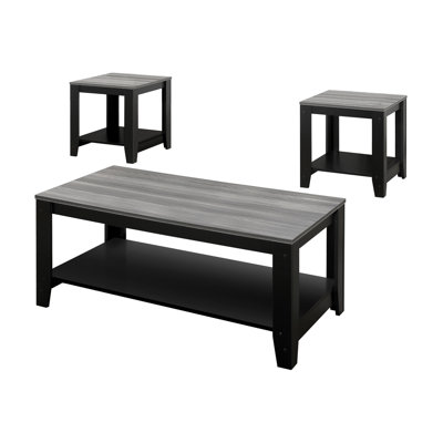 Living, Family, Basement, Den Table : 3pcs In Black And Grey Modern Living Room Coffee, 2 End Tables &