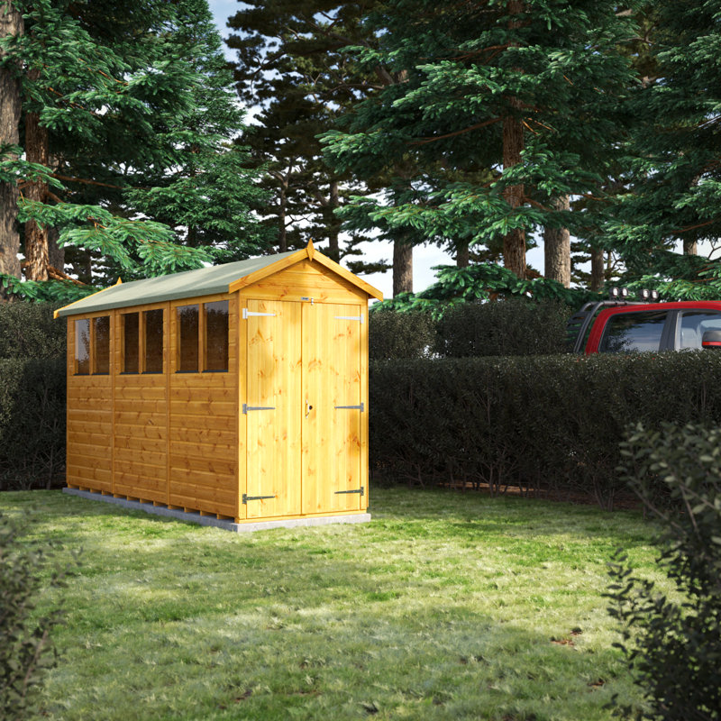 Powersheds 12 x 4ft Timber Tongue & Groove Garden Shed, Double Doors