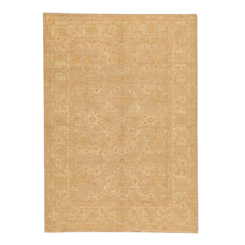 Tapis unique en or / beige de 6 pi 2 po x 8 pi 9 po