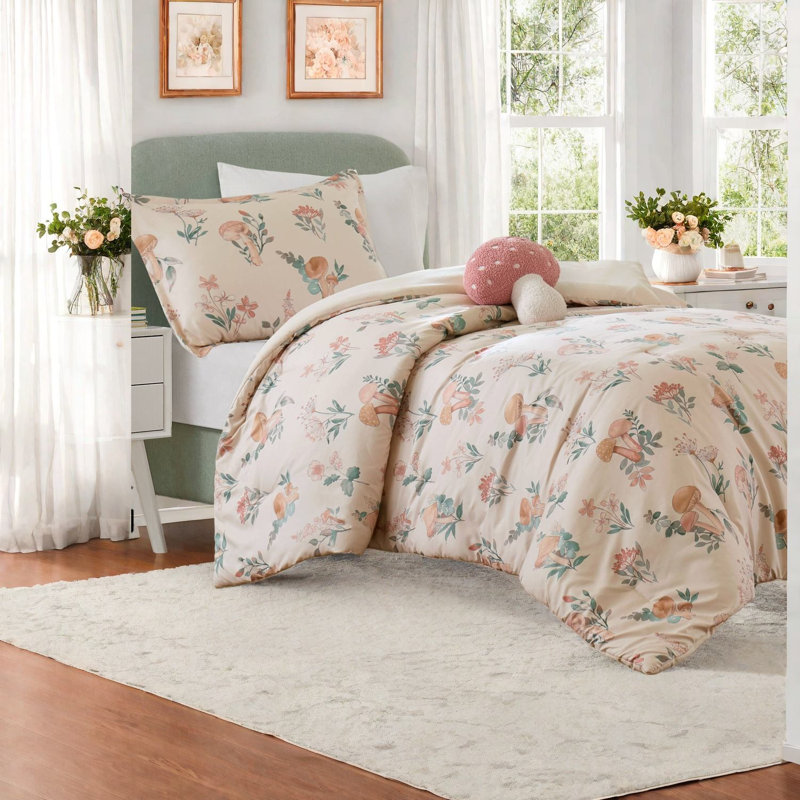 Ensembles de literie en microfibre confortables, conception de champignon fantaisiste, parfait pour la maison