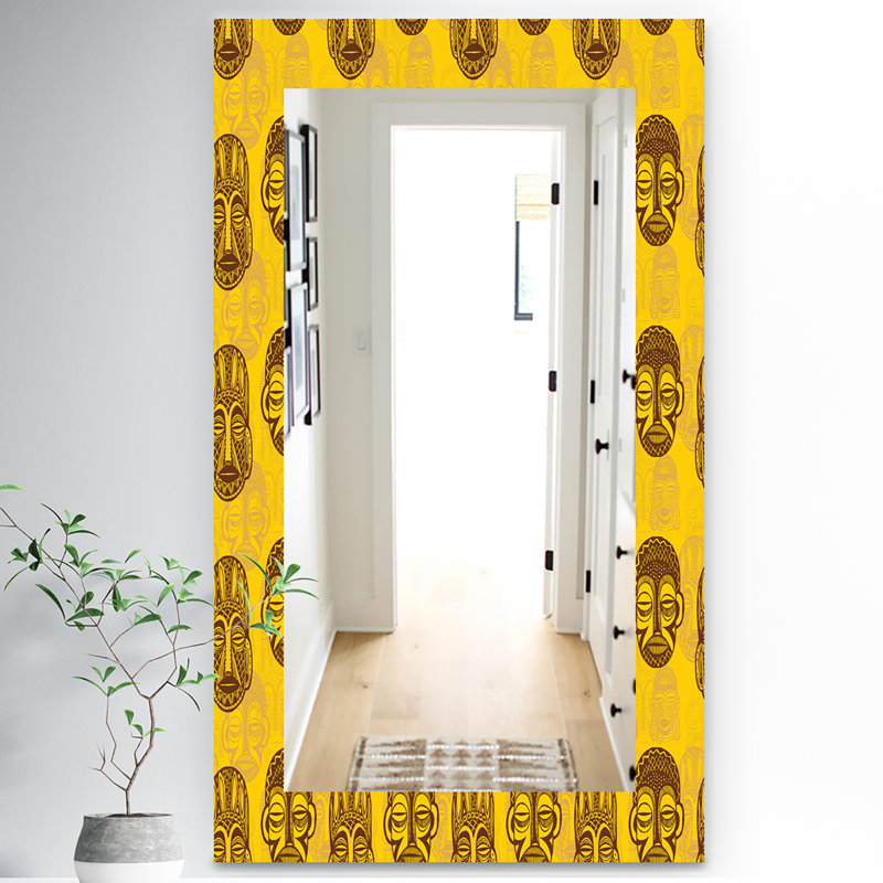 Miroir mural traditionnel tribal masks, H 39,4 po x l 29,5 po