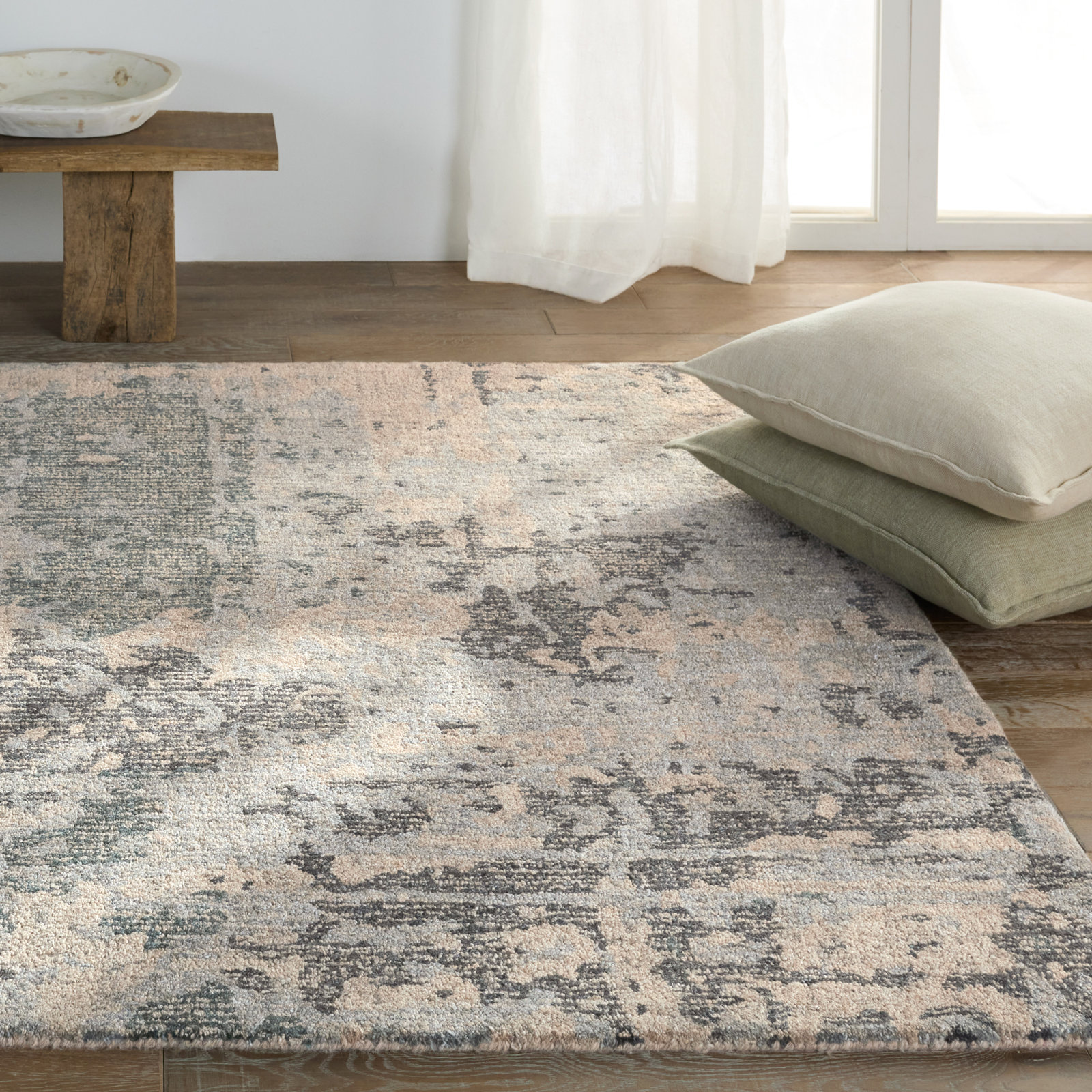 Endicott Gray Beige Hand-Tufted Abstract Rug, Rectangle 6' x 9'