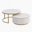 Table basse gigogne moderne cannelée avec tiroir en blanc et or 31,5 po Modern