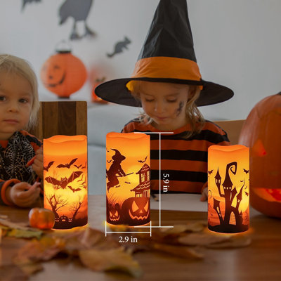 Ensemble de lampes bougies d'Halloween, bougies DEL à piles avec minuterie