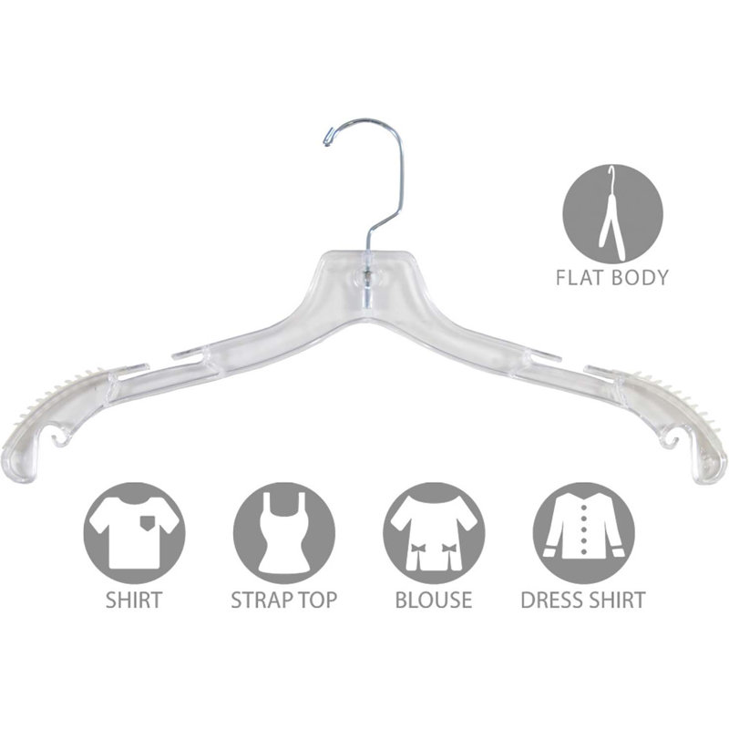 Cintre gris antidérapant en plastique pour robe / chandail / chandail, Transparent