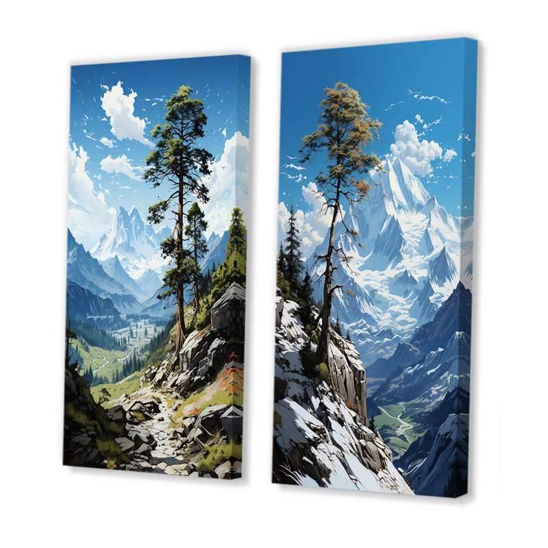 «Pine Tree Solitude Parmi», 2 pièces sur toile, Toile tendue, H 40 po x l 40 po