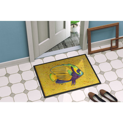 Tapis tropical pour porte d’intérieur anti-dérapants en moutarde
