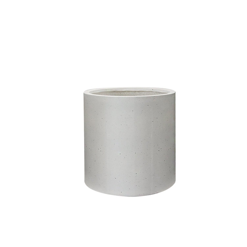FibraLuxe Cylinder Floor Planters, White