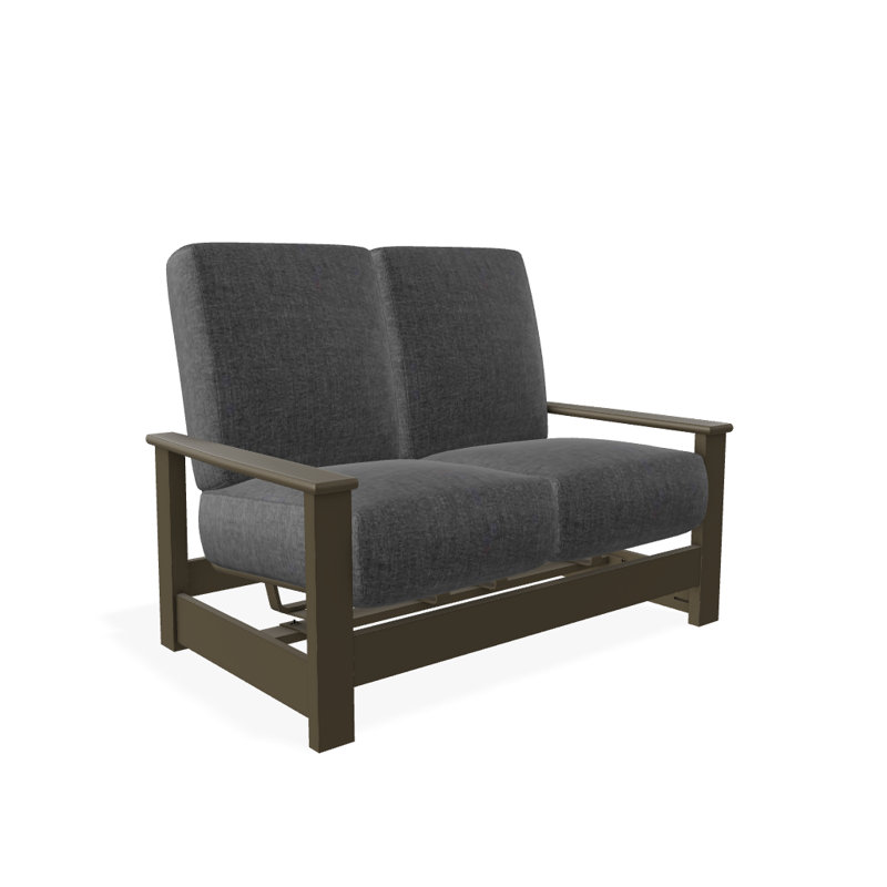 Causeuse profond avec coussins Leeward, Tissage uni ardoise coulée Sunbrella®, Bois de plage