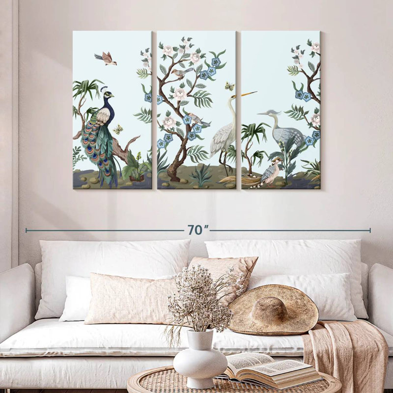 Chinoiserie Style Birds, 32" H x 50" W