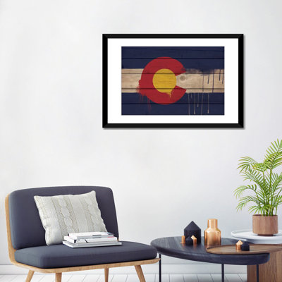 " Colorado Paint Drip State Flag On Wood Planks " by ICanvas