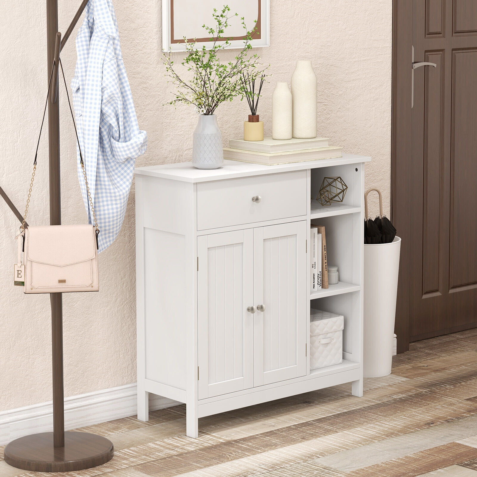 Latitude Run® Myrtus Bathroom Storage Cabinet White Freestanding